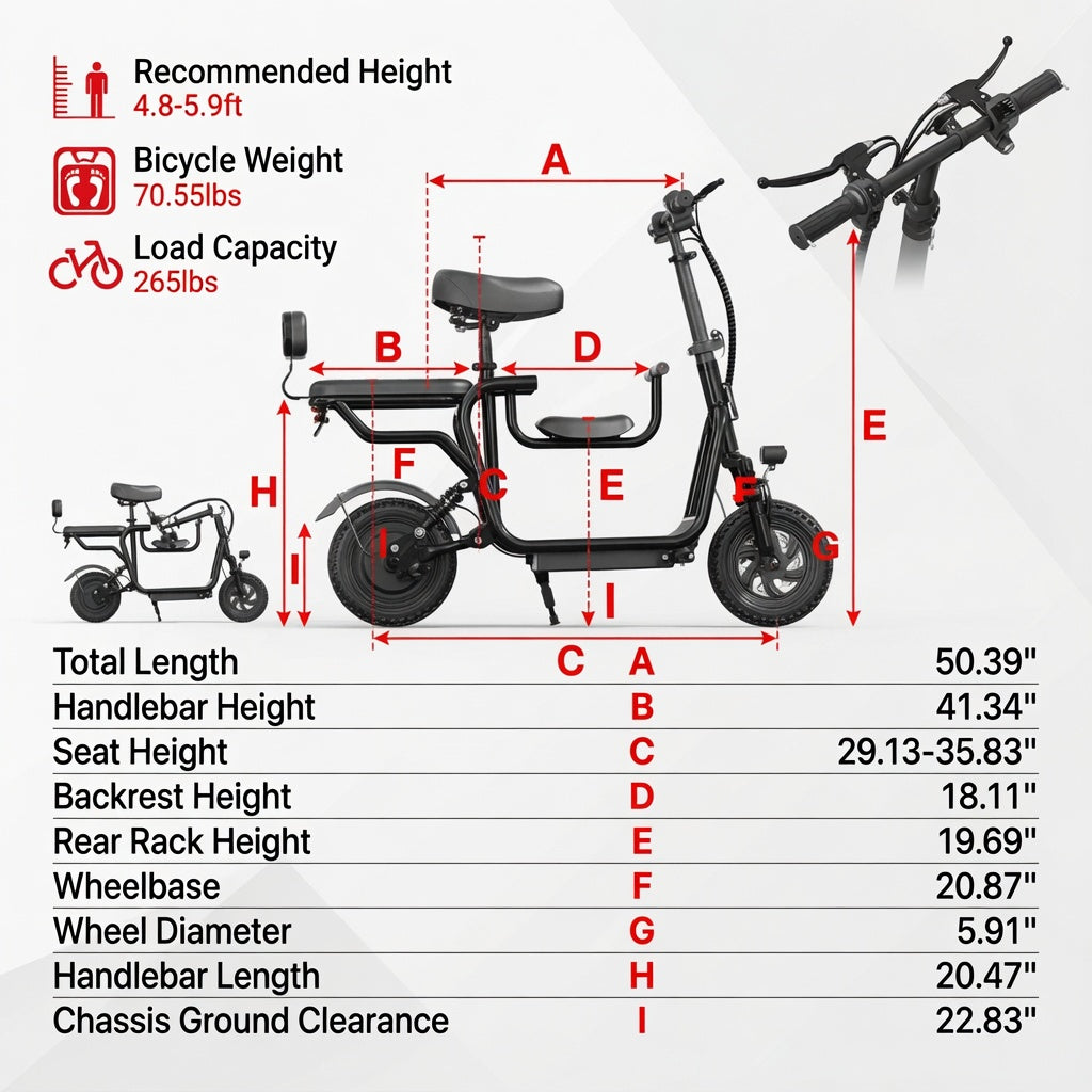 Heavy Duty Electric Scooter Supporting Up to 265 lbs Load Capacity