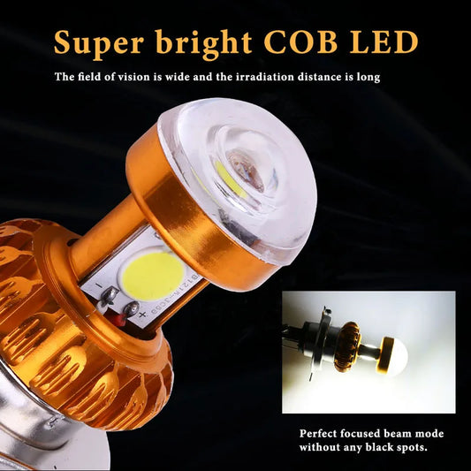 1PC H4 BA20D 3SMD Motorcycle Headlight Hi/Low Scooter Bulb COB Bulb 12V-96V Lamp Motor Fog Headlamp Motorcycle Super Brigh