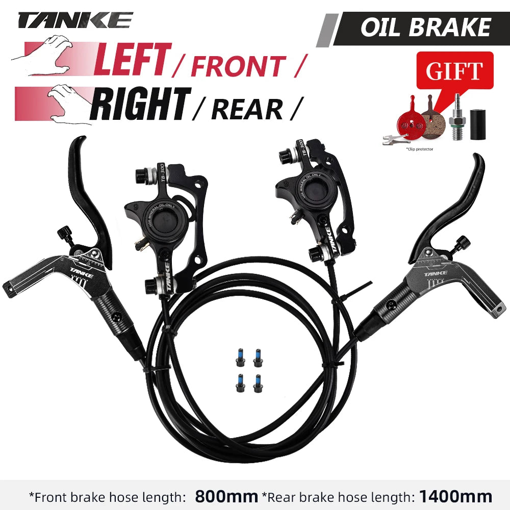TANKE MTB Bike Hydraulic Disc Brake Set 160mm Rotors Oil Calliper Plate Front Rear Mountain Bicycle Black-LFRR China