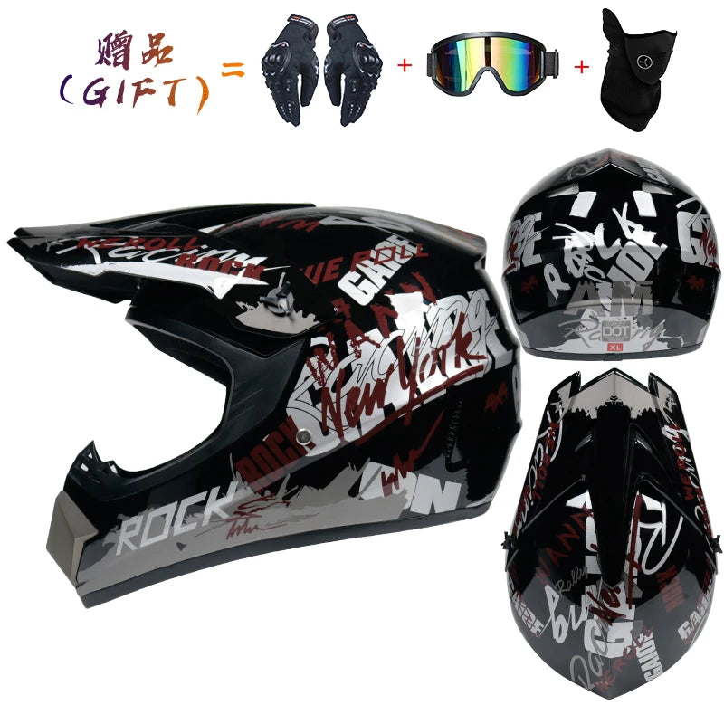   3-Piece Children's Off-Road Motorcycle Helmet