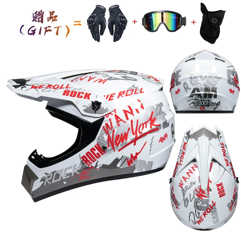   3-Piece Children's Off-Road Motorcycle Helmet