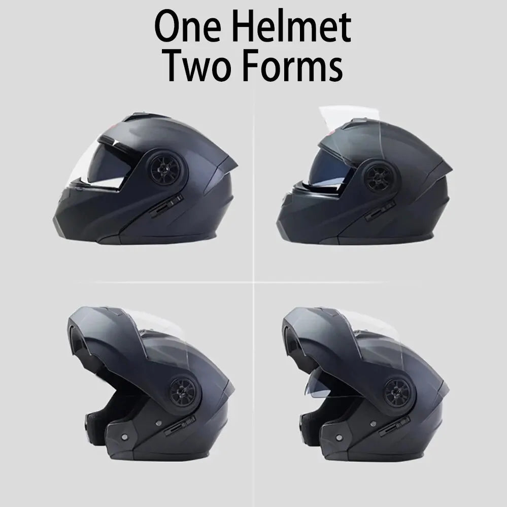   Dual Lens Flip Up Modular Full Face Motorcycle Helmet