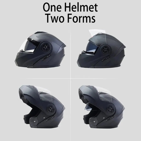   Dual Lens Flip Up Modular Full Face Motorcycle Helmet
