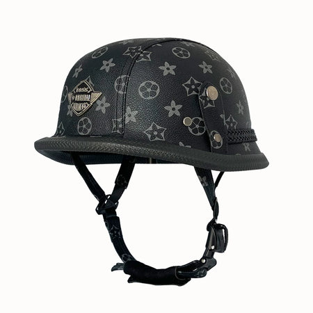   Vintage Leather Soldier Helmet - Retro Half Helmet