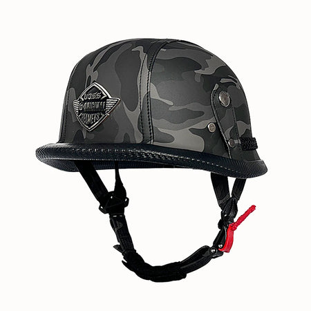   Vintage Leather Soldier Helmet - Retro Half Helmet