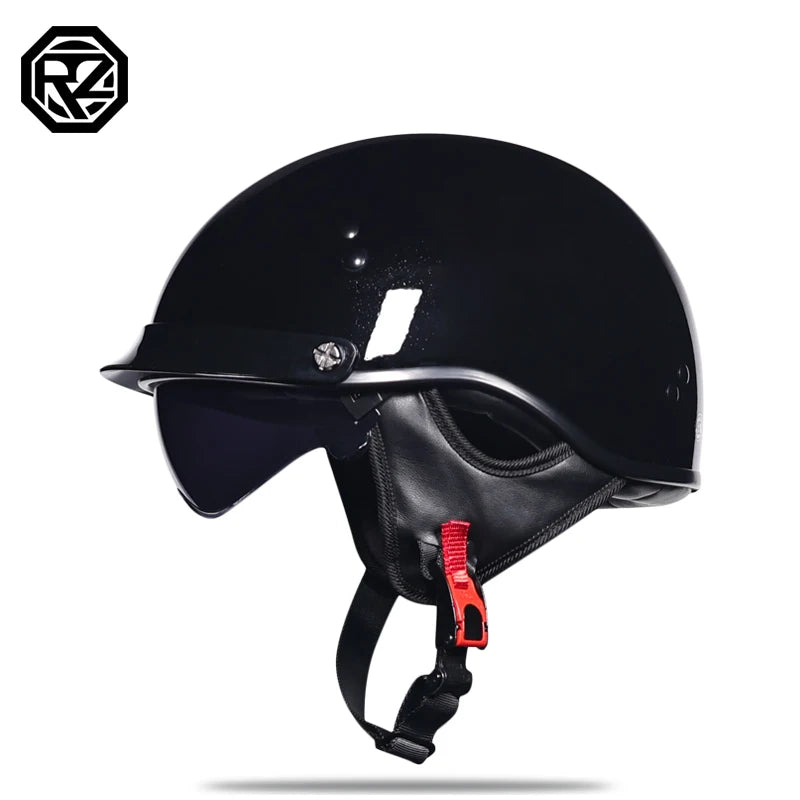   Vintage Half Face Motorcycle Helmet with Inner Sun Visor