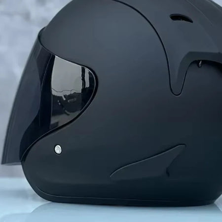   Matte Black Half Helmet for Motorcycle Riders