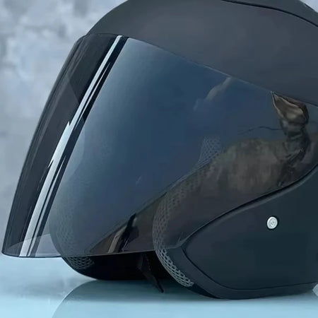   Matte Black Half Helmet for Motorcycle Riders