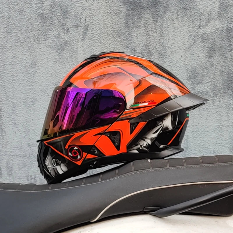   Motorcycle Helmet Dual Visor Modular Flip-up Full Face Helmet