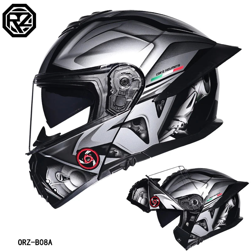   Motorcycle Helmet Dual Visor Modular Flip-up Full Face Helmet