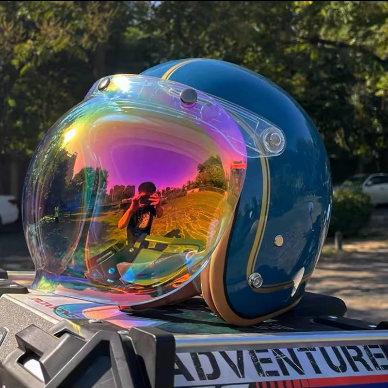   Vintage Open Face Helmet with Bubble Visor