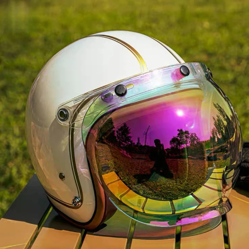   Vintage Open Face Helmet with Bubble Visor