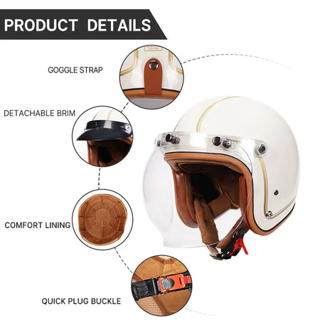   Vintage Open Face Helmet with Bubble Visor