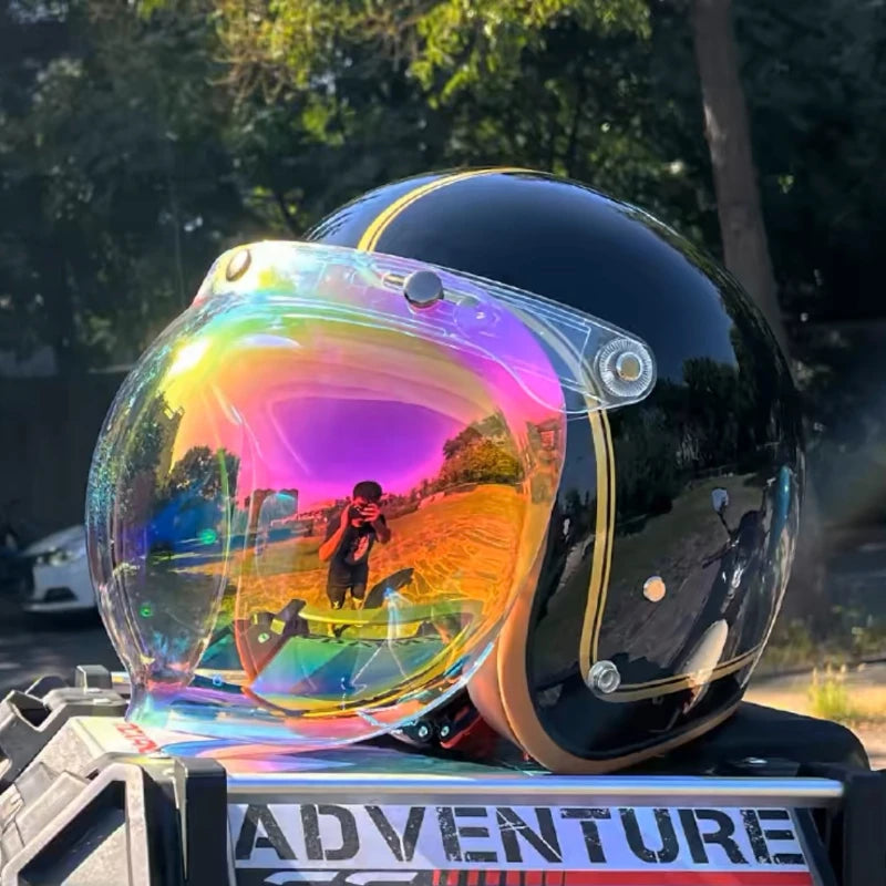   Vintage Open Face Helmet with Bubble Visor