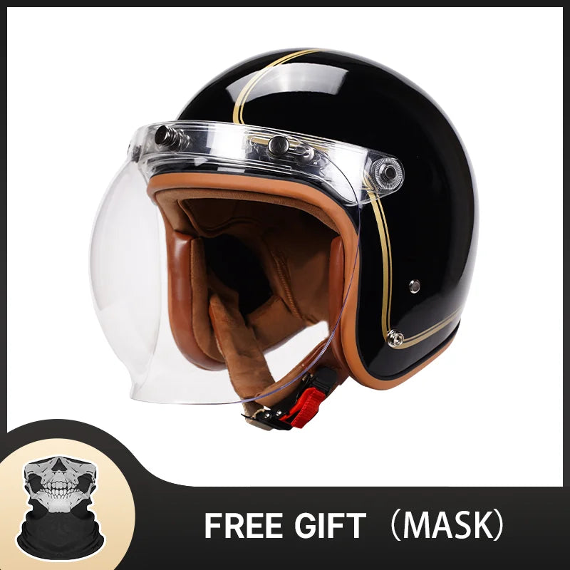   Vintage Open Face Helmet with Bubble Visor