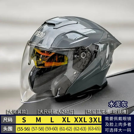   Motorcycle Dual Lens Half Helmet for Big Head Circumference