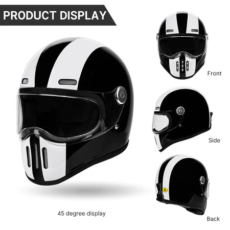   Full Face Helmet Vintage Red Lightweight DOT ECE Certified