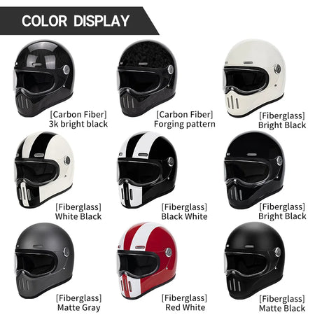   Full Face Helmet Vintage Red Lightweight DOT ECE Certified