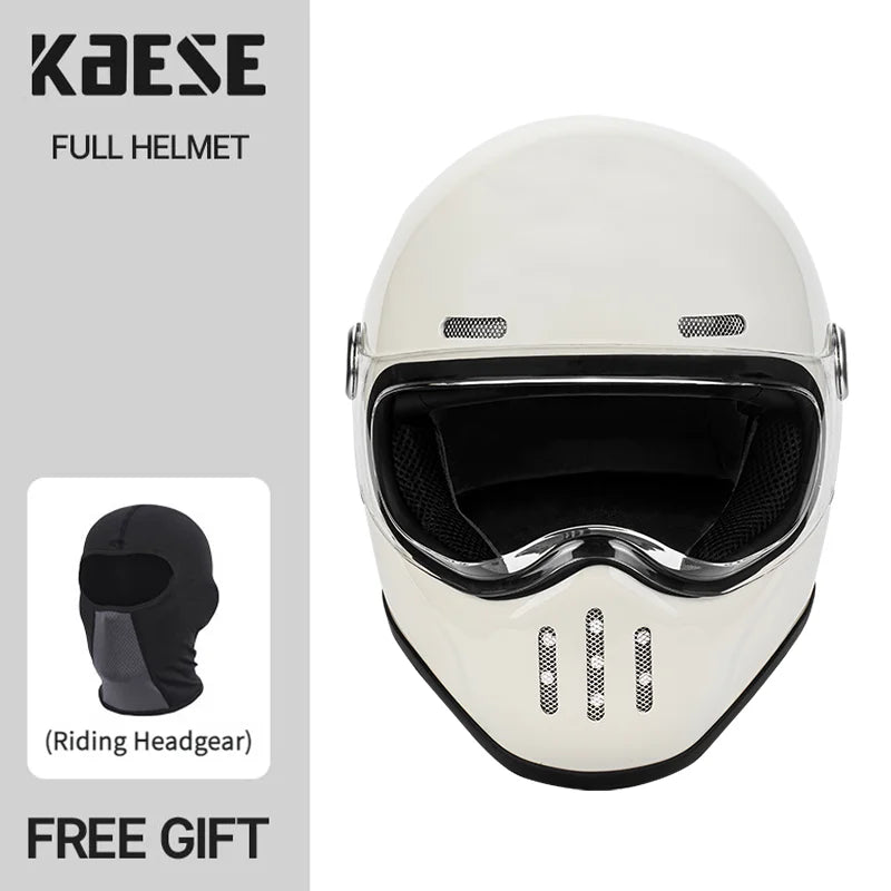   Full Face Helmet Vintage Red Lightweight DOT ECE Certified