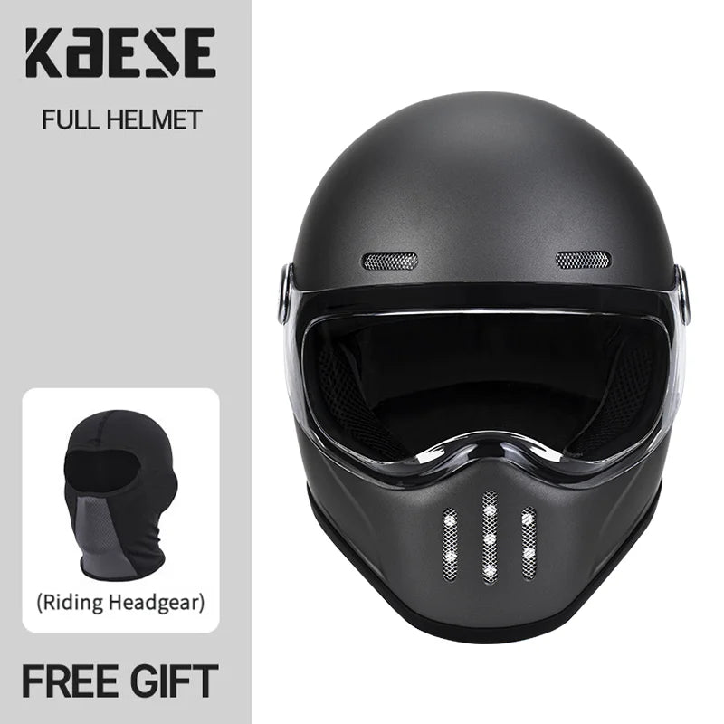   Full Face Helmet Vintage Red Lightweight DOT ECE Certified