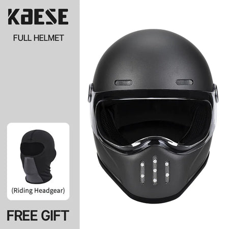   Full Face Helmet Vintage Red Lightweight DOT ECE Certified