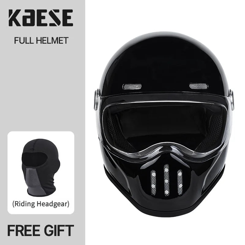   Full Face Helmet Vintage Red Lightweight DOT ECE Certified