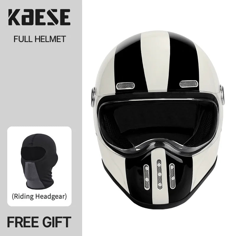   Full Face Helmet Vintage Red Lightweight DOT ECE Certified