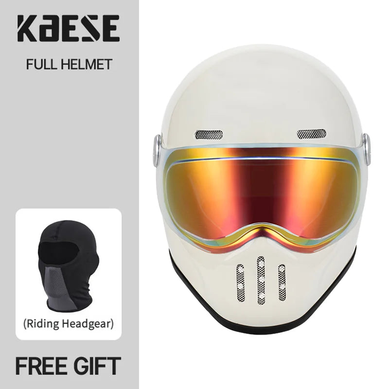   Full Face Helmet Vintage Red Lightweight DOT ECE Certified