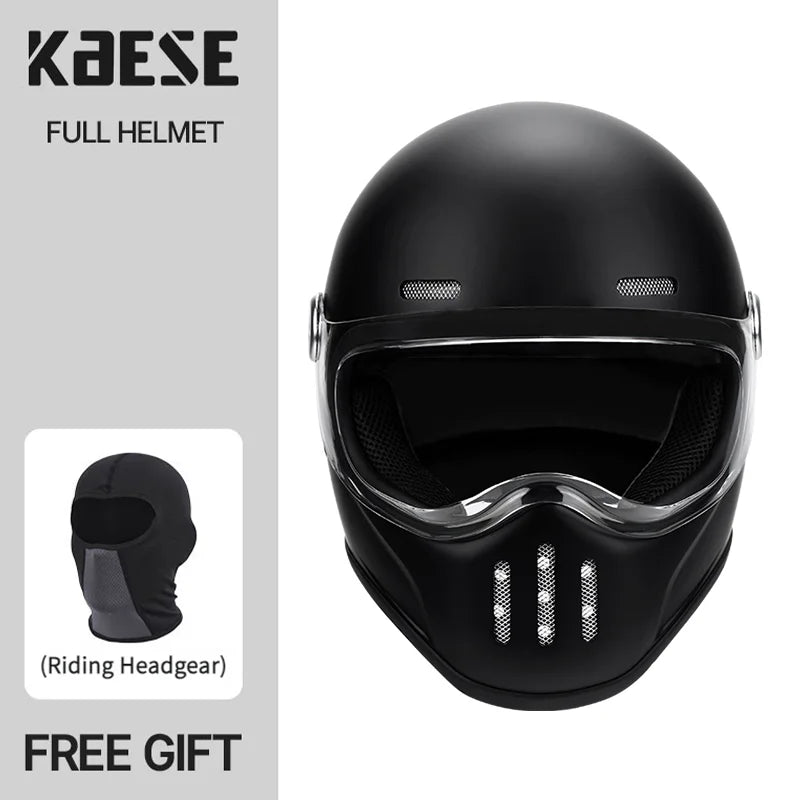   Full Face Helmet Vintage Red Lightweight DOT ECE Certified