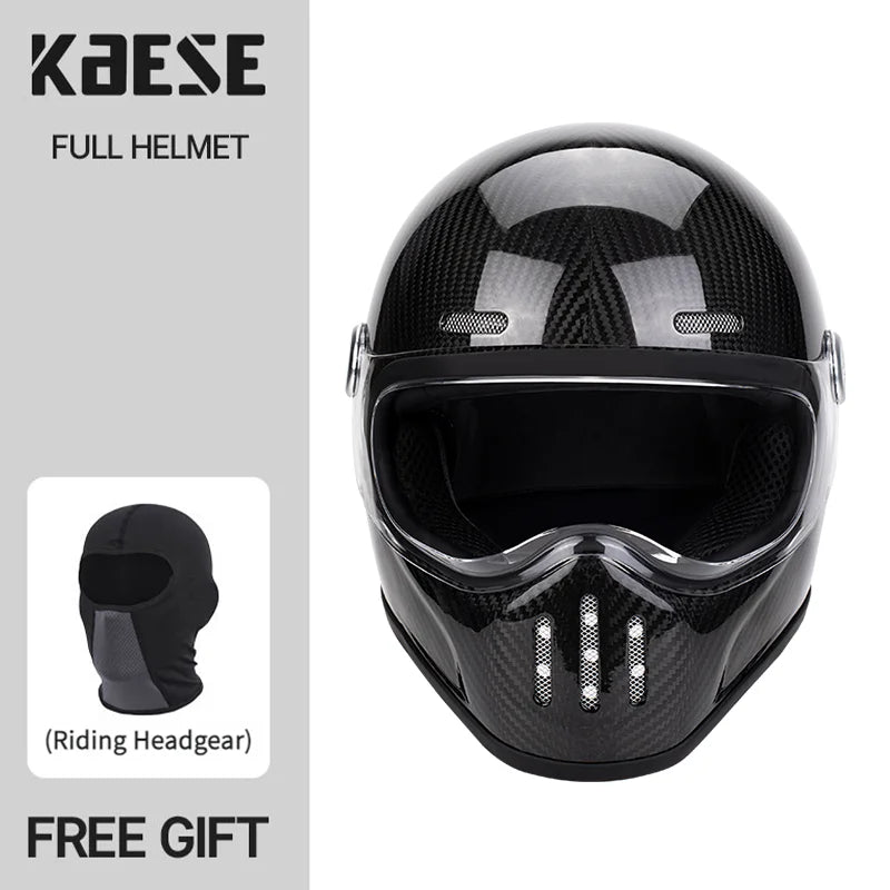   Full Face Helmet Vintage Red Lightweight DOT ECE Certified