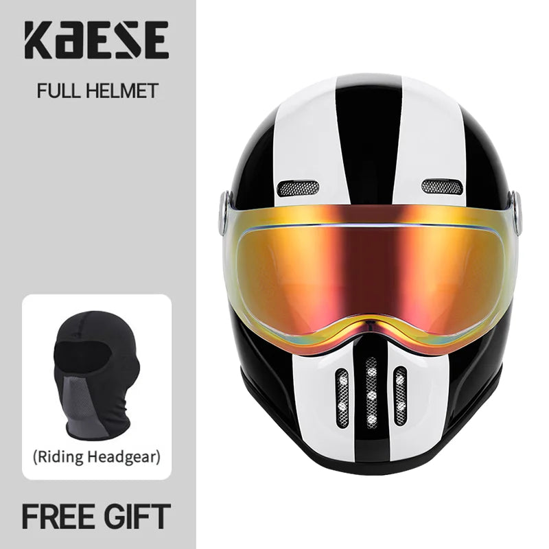   Full Face Helmet Vintage Red Lightweight DOT ECE Certified