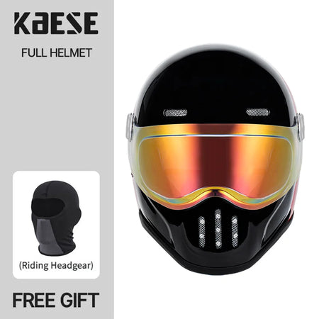   Full Face Helmet Vintage Red Lightweight DOT ECE Certified