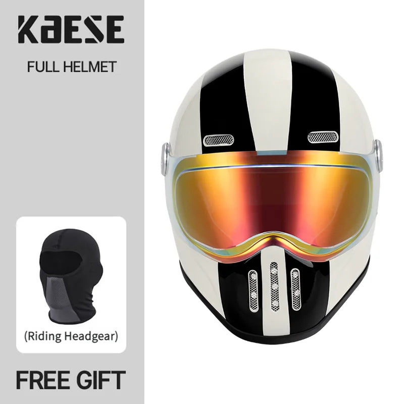   Full Face Helmet Vintage Red Lightweight DOT ECE Certified