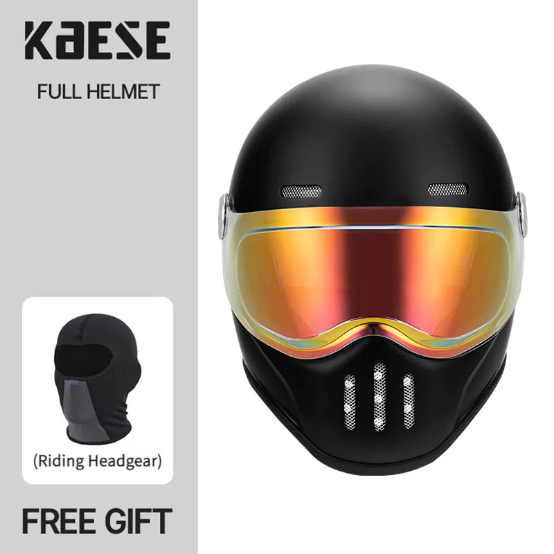   Full Face Helmet Vintage Red Lightweight DOT ECE Certified