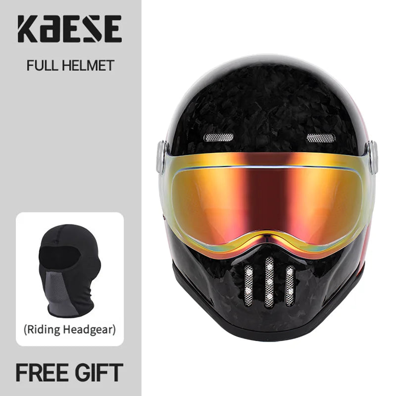   Full Face Helmet Vintage Red Lightweight DOT ECE Certified