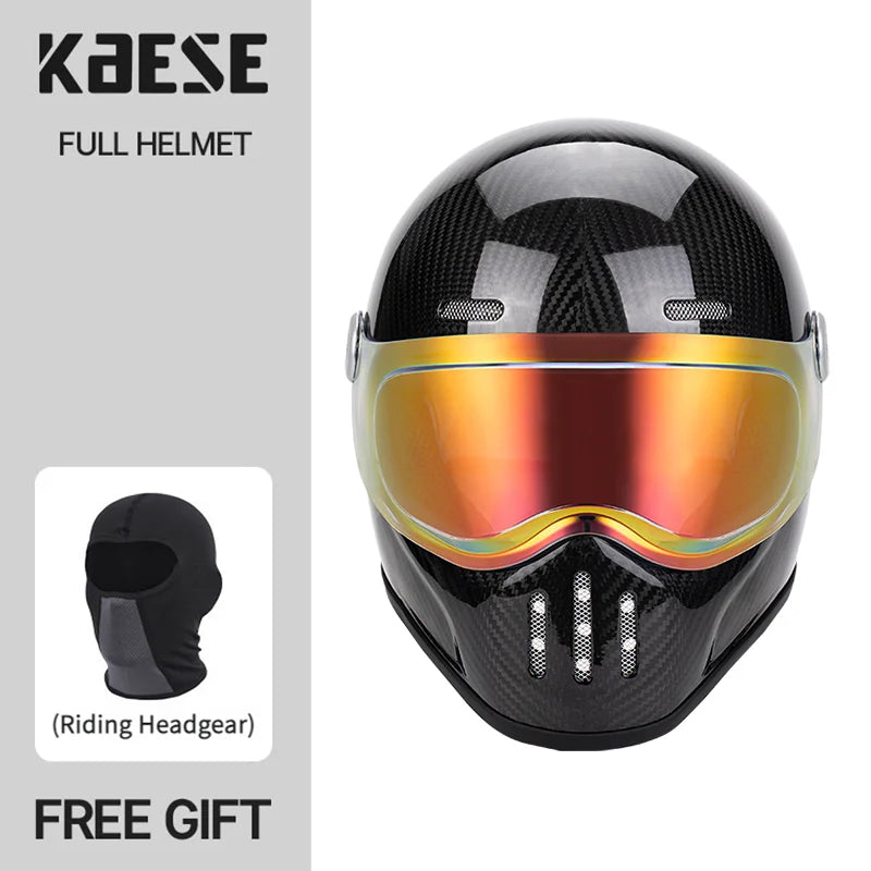   Full Face Helmet Vintage Red Lightweight DOT ECE Certified