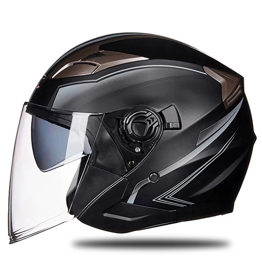   Motorcycle Helmet Open Face Double Lens