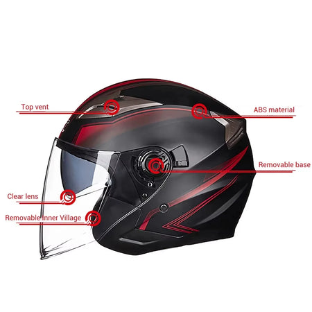   Motorcycle Helmet Open Face Double Lens