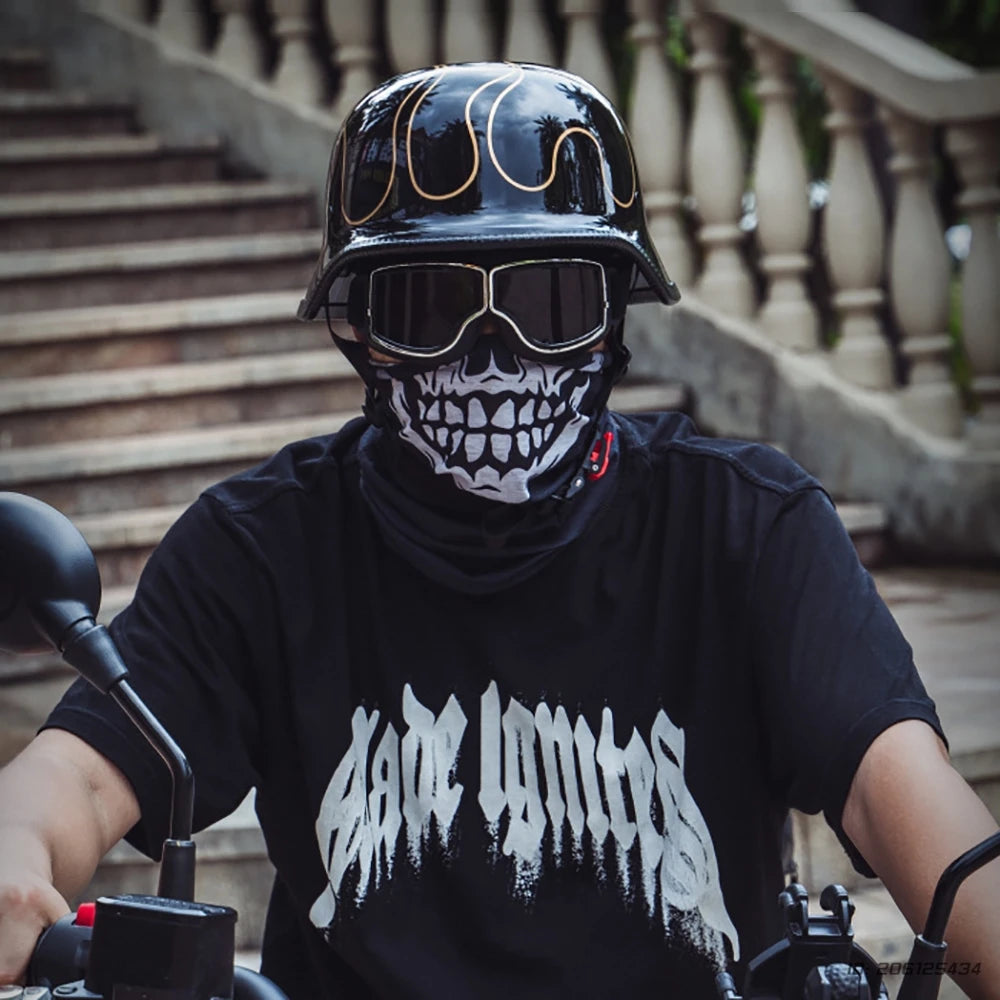   Motorcycle Open Face Helmet - Retro Safety Half Face Helmet