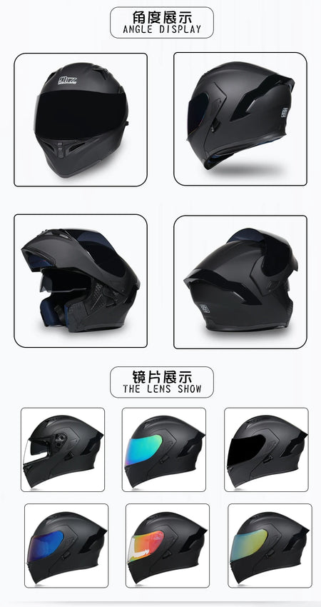   Flip Up Motorcycle Helmet Double Lens Full Face Helmet