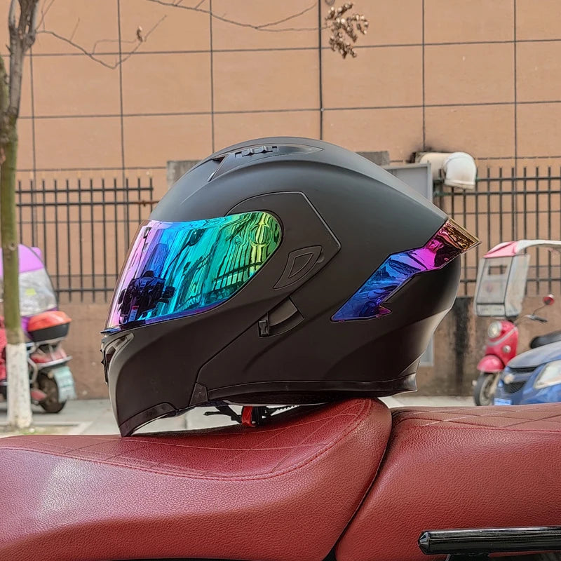   Flip Up Motorcycle Helmet Double Lens Full Face Helmet
