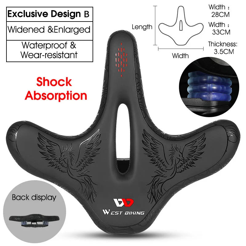 WEST BIKING Bicycle Saddle Waterproof Widened Thickened Cushion Ergonomic MTB Road Bike Seat Shock Absorption Cycling Saddles Type B CHINA