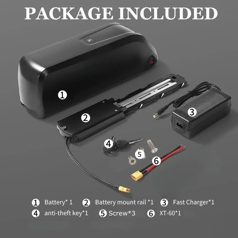 High-capacity 21700 cell Hailong ebike battery mounted on an electric bicycle frame