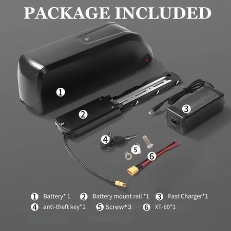 High-capacity 21700 cell Hailong ebike battery mounted on an electric bicycle frame