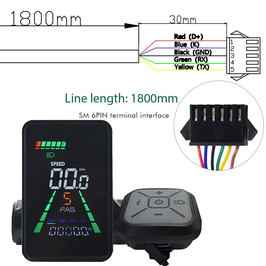 High-definition L5 electric bike meter display with sun-readable screen