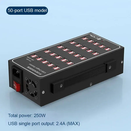 Multi-Port USB Desktop Station - 10/20/30/40/50/60 Port High Wattage Smart Charger with 50 USB ports.