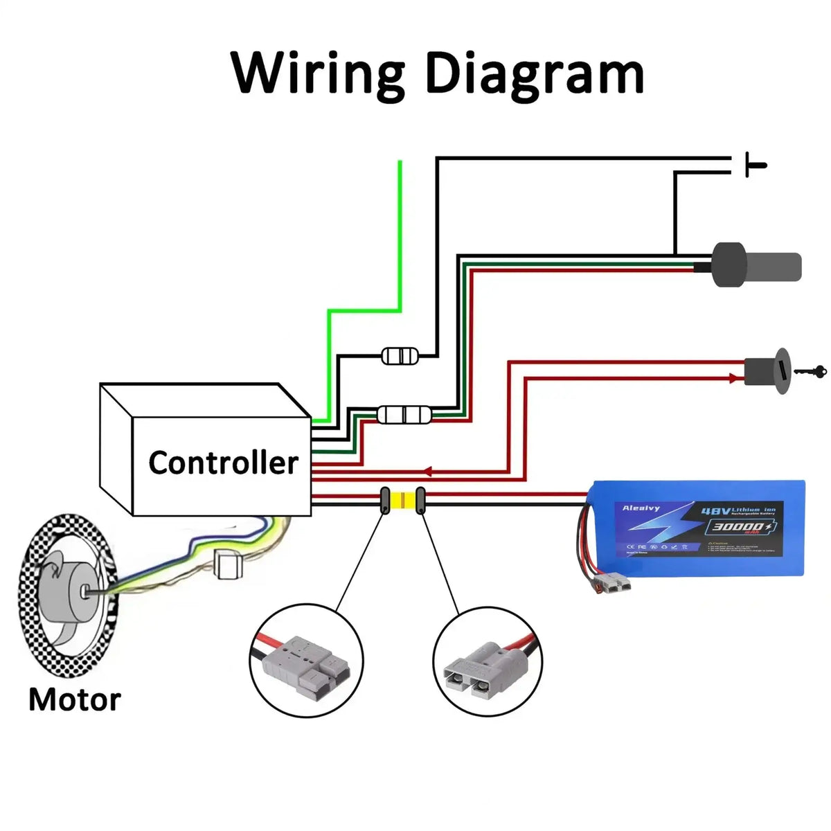 Wiring Diagram for 72V E-Bike Battery - 20Ah 30Ah Lithium-ion Pack for 500W-3000W Electric Scooter & Motorcycle