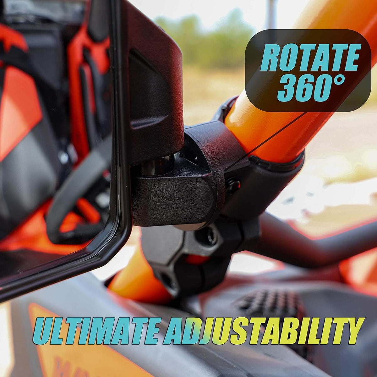 High impact ABS housing UTV mirror shatterproof tempered glass