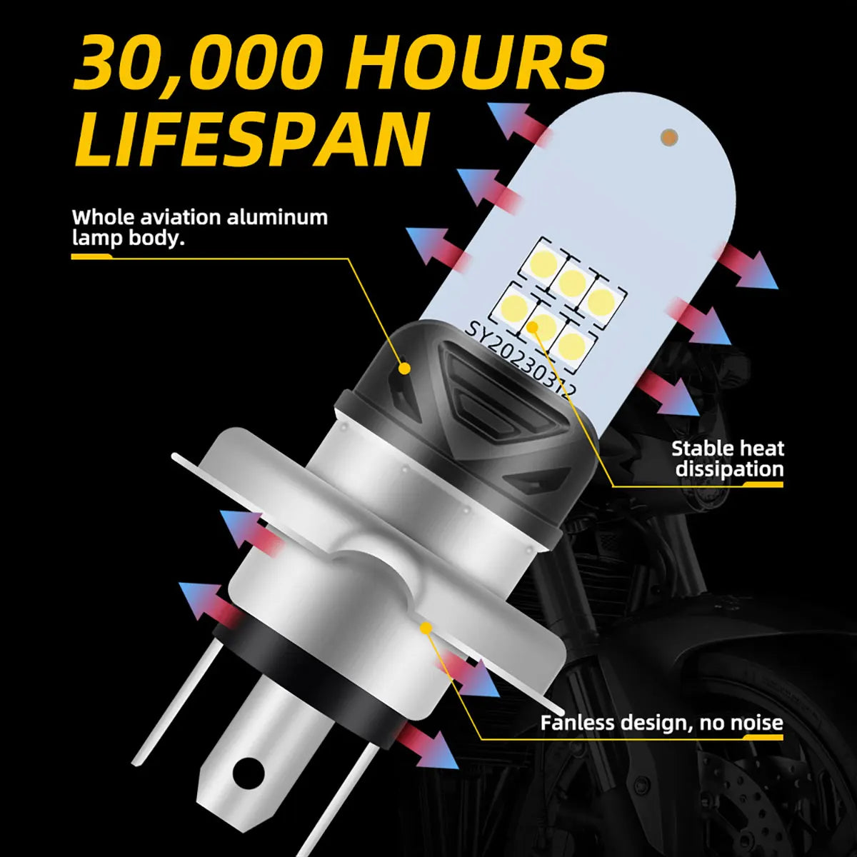 High low beam LED headlight bulb for motorcycles