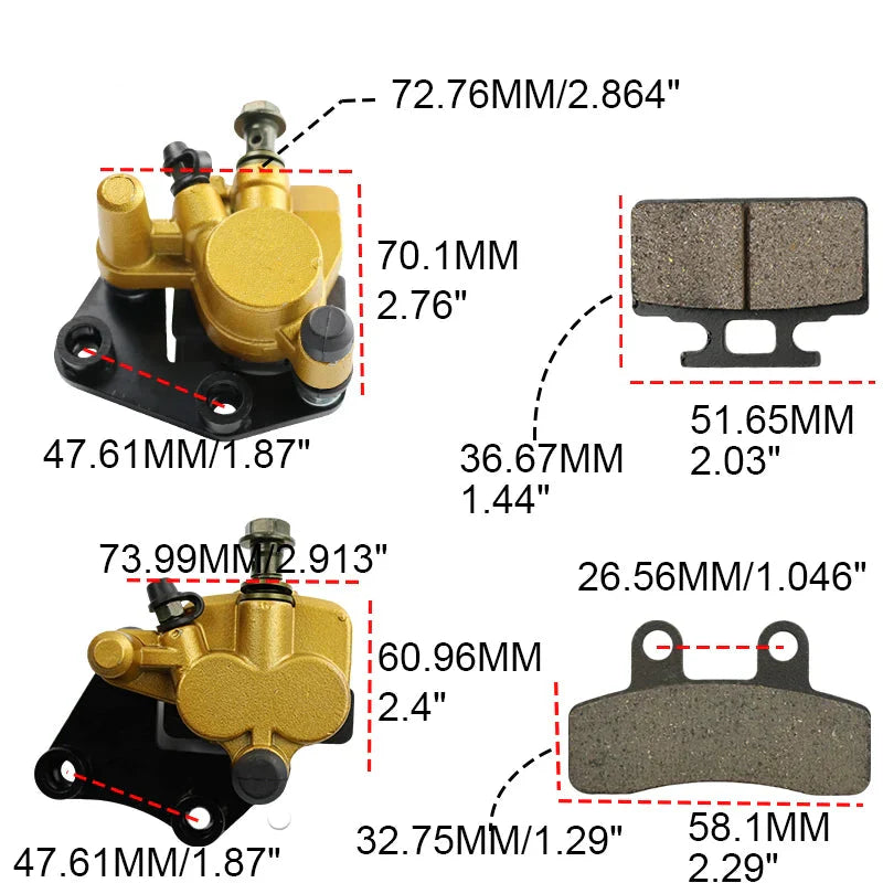 High performance hydraulic front brake caliper for GY6 engines